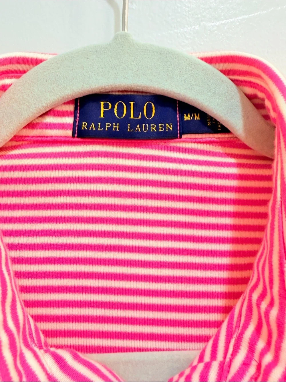 Polo Ralph Lauren Men's Striped Short Sleeve Polo Shirt Pink White Size M